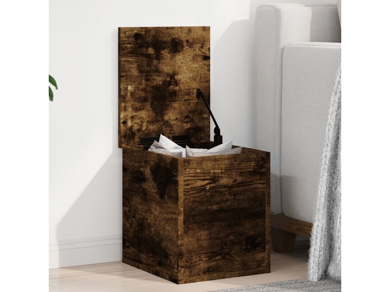 Boîte de rangement, coffre de rangement chêne fumé 30x35x35 cm bois d'ingénierie - Conforama B