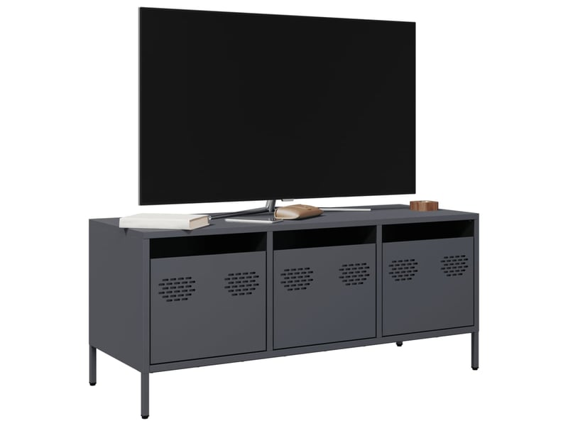  Meuble tv - banc tv - meuble de rangement anthracite 101,5x39x43,5 cm acier laminé à froid  - Conforama B