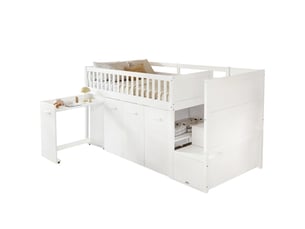 Lit mezzanine 90x200 cm <strong>MERAX</strong> <strong>lit enfant blanc</strong> coloris blanc