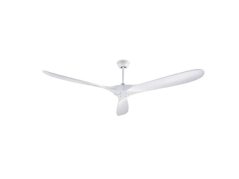  Ventilateur de plafond 176 x 176 cm blanc métal et bois, 3 pales réversibles, télécommande sans éclairage  - Conforama A