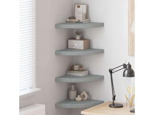 Lot de 4 étagères d'angle flottantes, étagères murales gris 35x35x3,8 cm mdf cf42776