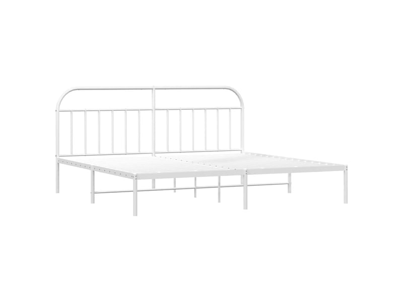  Lit double- lit adulte -  cadre de lit métal sans matelas et tête de lit blanc 200x200 cm  - Conforama B
