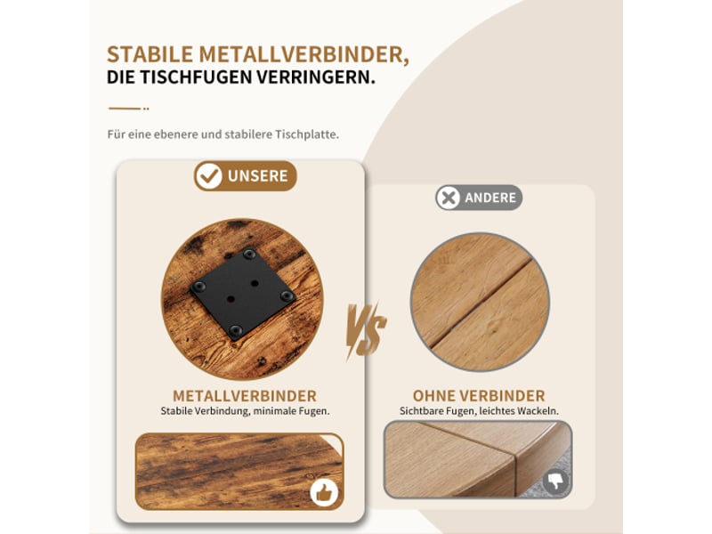  Table ronde industrielle ø80 cm – pieds en x brun-noir vintage, table cuisine et bureau à domicile  - Conforama D