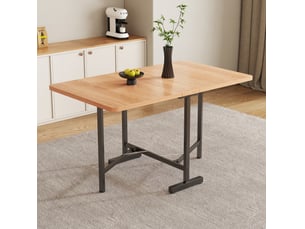 Table extensible 120x80x75 cm, plateau pliable gain de place, panneau mdf, finition chêne blanc américain