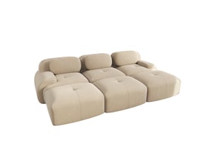 Canapé modulable modenvie 3 places avec 3 poufs en velours côtelé beige 298 x 178 x 70 cm