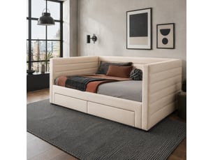 Lit extensible 90x190 cm FLORAGRACE coloris beige