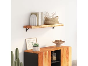 Étagère murale, étagère suspendue rectangulaire massif acacia bordure assortie cf42643