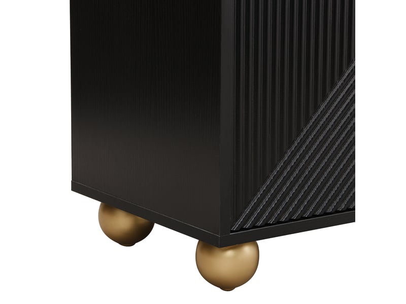 Buffet noir dimensions 120x35x71.5 cm avec 4 portes et intérieur modulable meuble de rangement compact et élégant - Conforama E