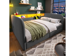 Lit banquette 140x190 cm <strong></strong>  <strong></strong> coloris gris