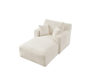 Chaise longue de relaxation moderne - 100x166x82cm - fauteuil de salon en velours côtelé design sans montage - crème