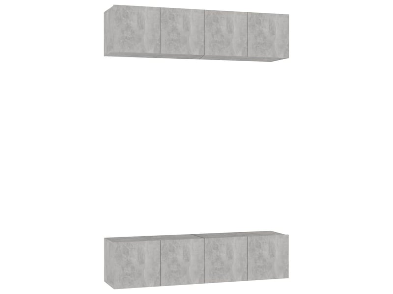  Lot de 4 meuble tv bas salon gris béton 60x30x30 cm bois d'ingénierie  - Conforama A