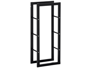 Porte-bûches en métal noir, capacité 100 kg, 40 x 25 x 100 cm, intérieur et extérieur