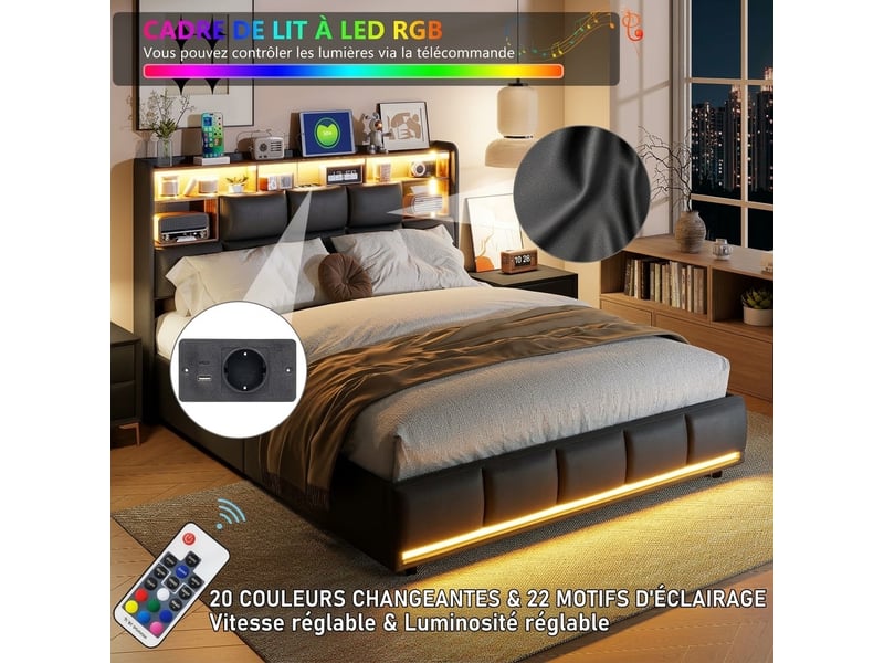 Lit coffre ezssw 160 x 200 cm coloris noir - Conforama E