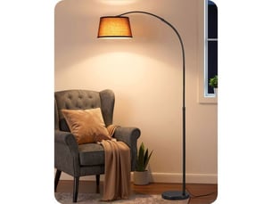 Lampe arc lampadaire noir metal 143 a 176 cm hauteur ajustable tete orientable 180 350 e27 led incluse avec telecommande et pedal