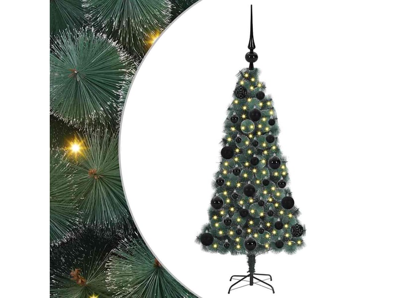  Sapin de noël - arbre de noël artificiel pré-éclairé avec set de boules vert  - Conforama A