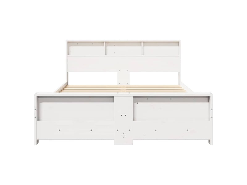  Lit double- lit adulte -  cadre de lit avec étagère blanc 150 x 200 cm pin massif  - Conforama D
