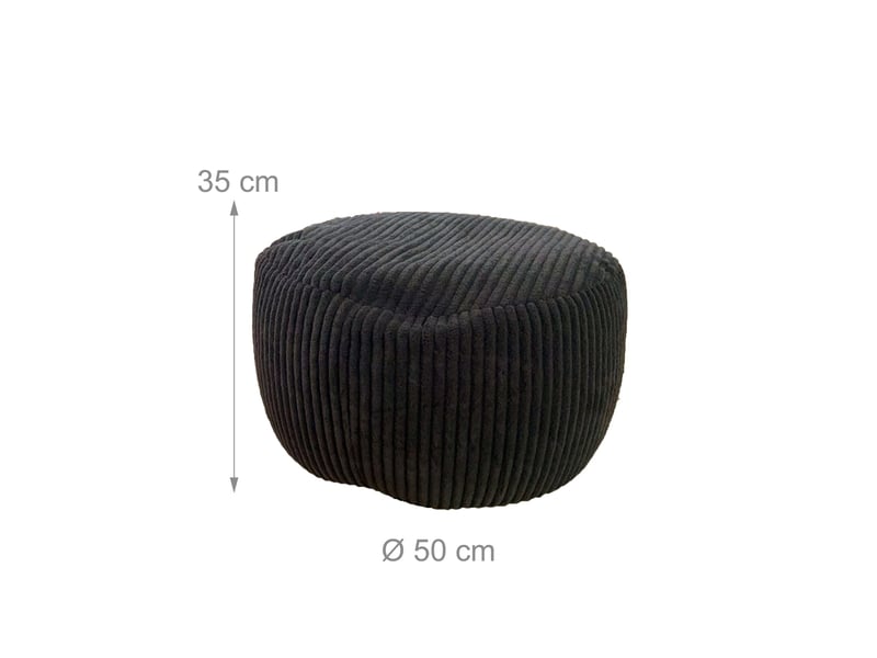  Pouf en velours côtelé design bohème salon 35 x 50 cm siège pratique et confortable en velours beige 13_0017773  - Conforama B