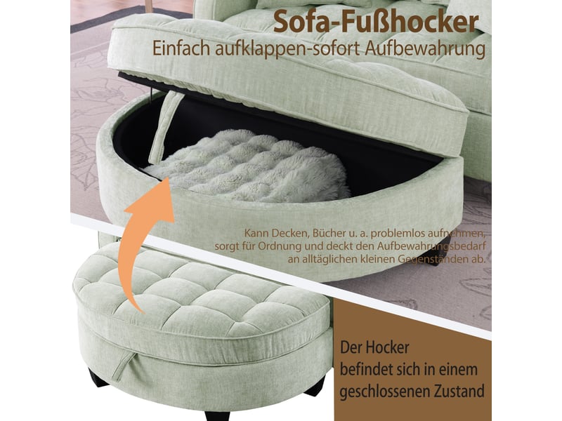 Canapé convertible, canapé-lit, en tissu, 2 en 1, avec pouf, pour salon, chambre, mobilier pour espace de vie, bureau - Conforama E