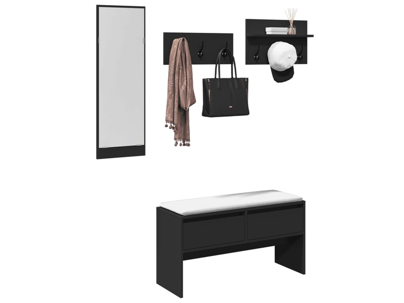  Ensemble de meubles de couloir 4 pcs noir bois d'ingénierie  - Conforama B