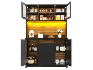 Armoires cuisine, buffet 120x40x180 cm, haut vaisselier avec éclairage led, de rangement meuble d'appoint avec plans de travail