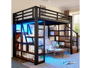 Lit mezzanine 140x200 cm <strong>MIVRAY </strong> <strong></strong> coloris noir