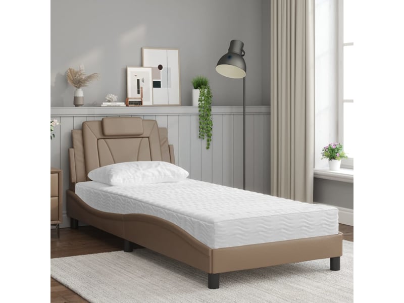 Lit adulte, lit simple, lit viana avec matelas cappuccino 80x200cm similicuir - Conforama C