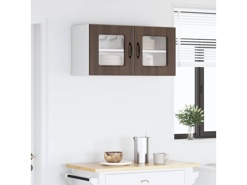  Meuble mural de cuisine | armoire de cuisine chêne brun 80x31x40cm shl4434  - Conforama C