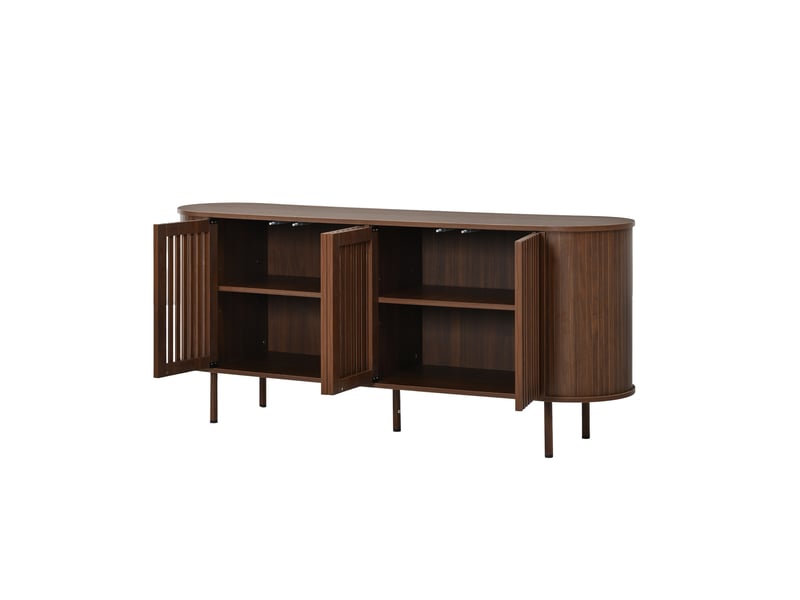  Buffet de salon 160 cm en mdf 4 portes coulissantes - bahut salle à manger noyer avec étagères réglables  - Conforama A
