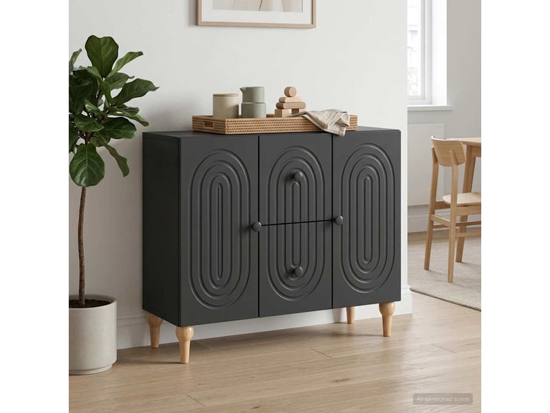  Meuble tv - banc tv - meuble de rangement avec tiroir noir 89 x 34,5 x 60 cm bois d'ingénierie  - Conforama D