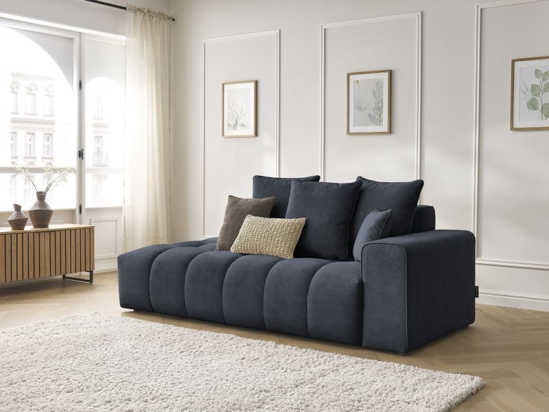  Bobochic canapé droit fixe mont-blanc velours bleu foncé  accoudoir droit MONT-BLANC - Conforama B