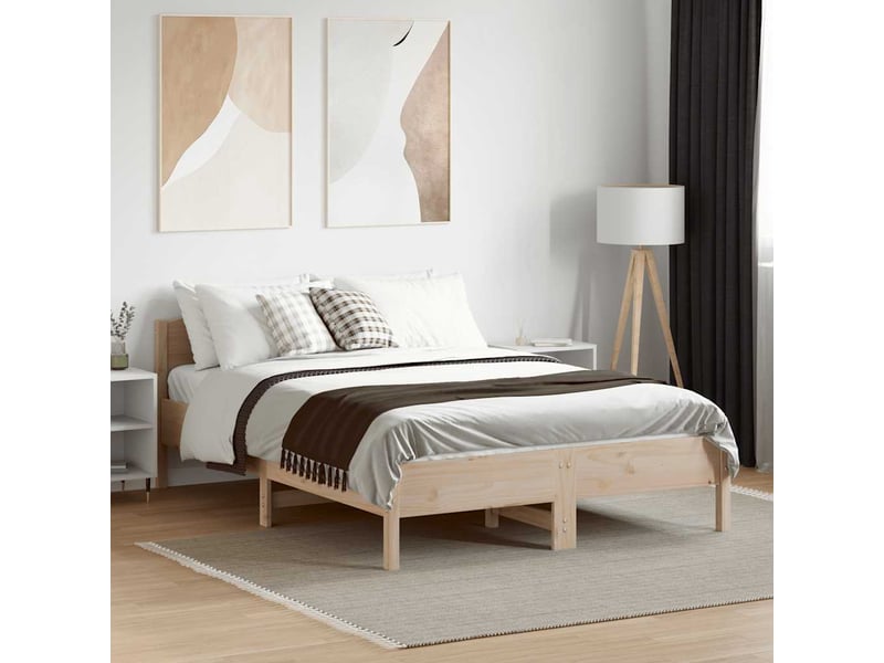  Cadre de lit sans matelas 135x190 cm bois de pin massif  - Conforama C