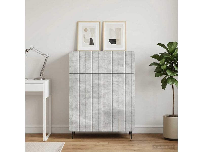  Buffet - bahut - meuble de rangement gris béton 66 x 34,5 x 92 cm bois d'ingénierie  - Conforama B