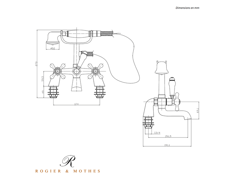  Robinet mélangeur baignoire rétro sur pieds victoria  - Conforama C