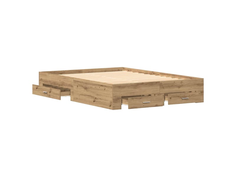 Lit double- lit adulte - cadre de lit chêne artisanal 135 x 190 cm bois d'ingénierie - Conforama C