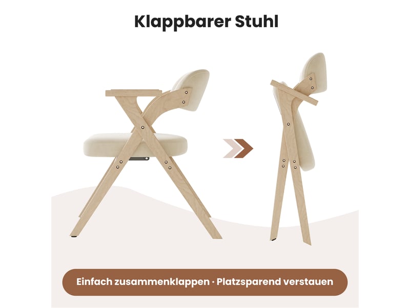 Lot de 2 chaises de salle à manger pliantes,64,5x66,5x76 cm,lin,beige - Conforama D