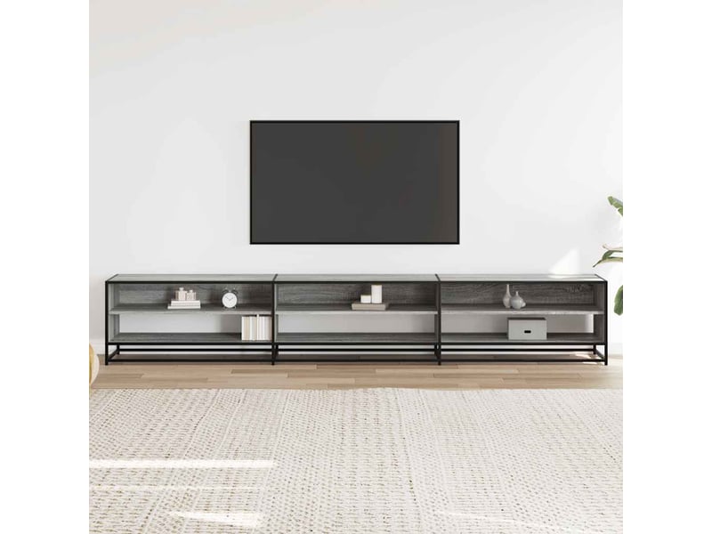  Meuble tv - banc tv - meuble de rangement sonoma gris 270x40x46 cm bois d'ingénierie  - Conforama C