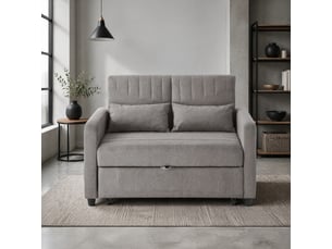 Canapé droit convertible MODENVIE 2 places Coton / Lin gris