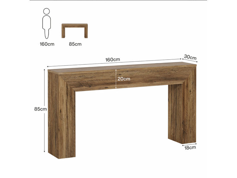  Table console 160x30x85 cm rustique mdf marron  - Conforama E