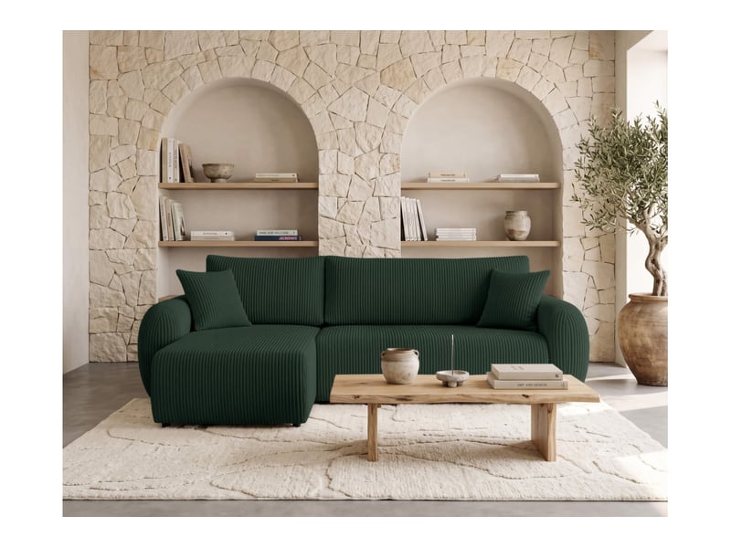  Alya - canapé d'angle convertible et réversible 3 places en velours côtelé  - Conforama B