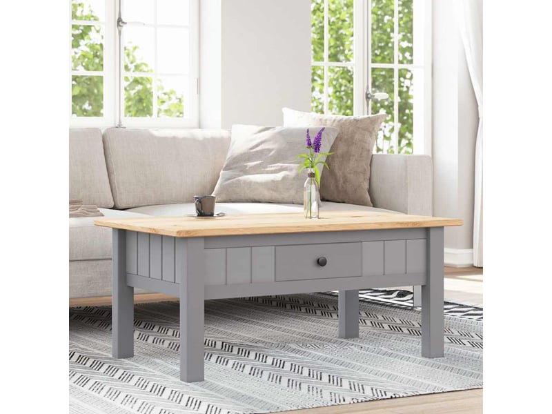  Table basse - table de salon - table à thé gris 100x60x43,5 cm pin massif assortiment panama  - Conforama C