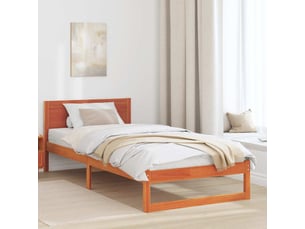 Lit adulte, lit simple, cadre de lit avec tête de lit brun 90x200cm pin massif cf2513