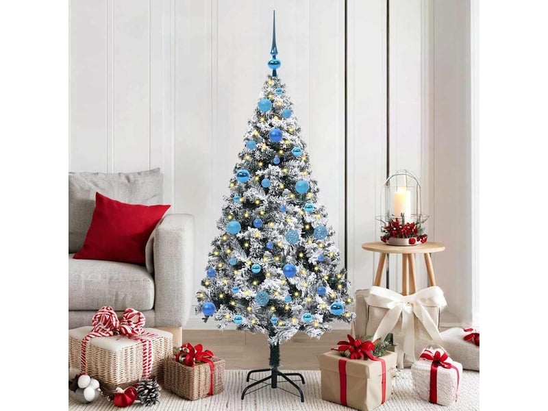 Sapin de noël artificiel, arbre de noël blanc 150 cm pvc, acier et plastique shl5880 - Conforama B