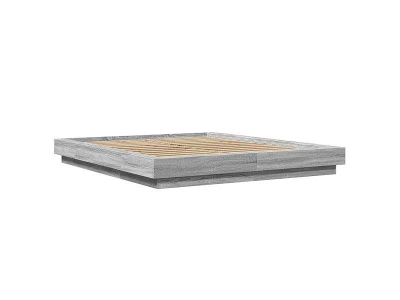 Lit double- lit adulte - cadre de lit et lumières led sans matelas sonoma gris 150x200cm - Conforama B