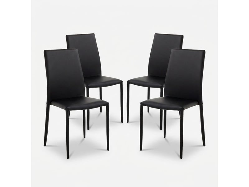  Chaise empilable en métal avec siège rembourré similicuir alice - noir  - Conforama A