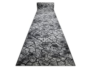 Tapis de couloir silver terra sol fissuré gris 70cm 70x470 cm