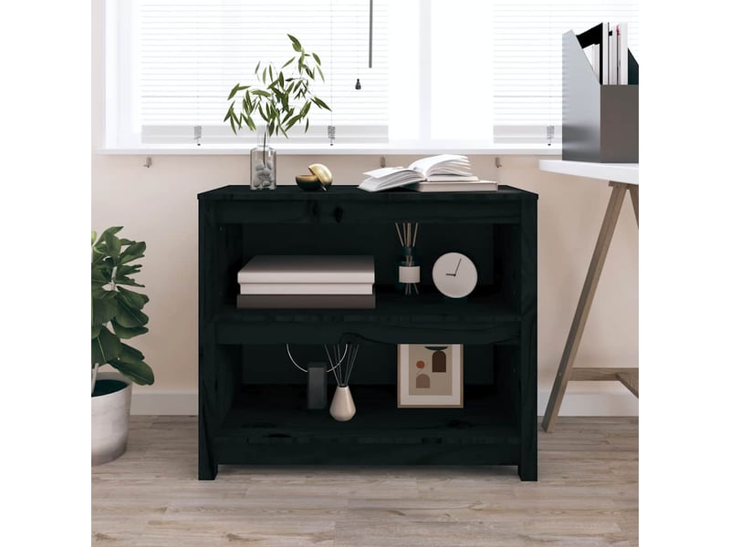  Bibliothèque, meuble de rangement salon noir 80x35x68 cm bois de pin massif  - Conforama B