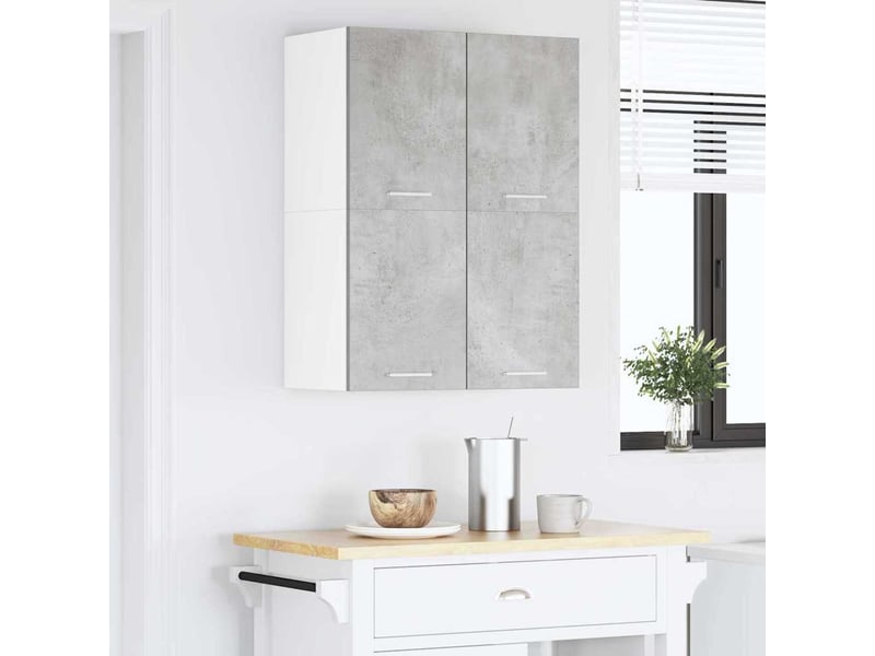 Meuble de rangement, armoire suspendue 2 pcs gris béton et blanc bois d'ingénierie shl4754 - Conforama D