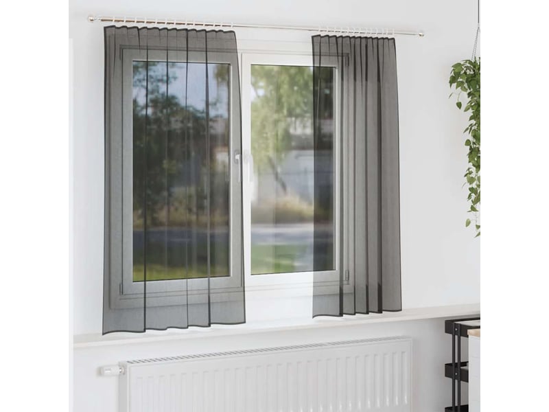  Lot de 2 rideaux en voile, voilages avec passe-tringles noir cf44475  - Conforama B