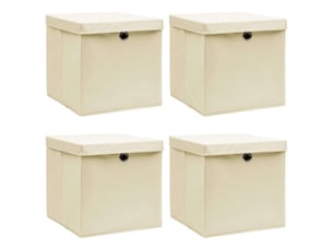 Boîtes de rangement à couvercles 4 pcs crème 32x32x32 cm tissu