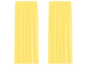 Lot de 2 rideaux en voile, voilages avec passe-tringles jaune cf44466